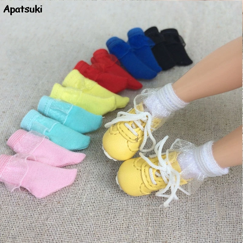 1pair Lace Short Socks for Blythe 1:6 Doll Sock For Barbie Solid Color Momoko 1/6 Accessories Kids Toy | Игрушки и хобби