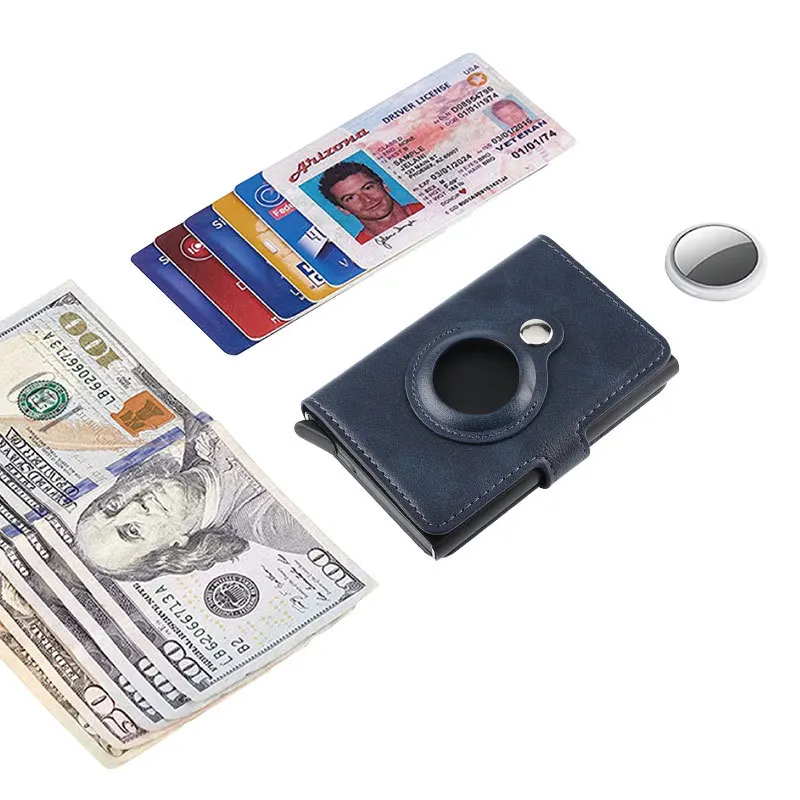 Carteira de Couro Titular do Cartão do Plutônio com Apple Bolsa de Cartão de Proteção para Airtag Novo Airtag Rfid Airtags Case Magro Anti-perdido Anti Risco - Image 4