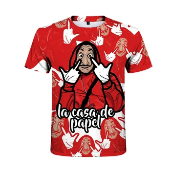 

New t-shirt men's short sleeve paper house t-shirt men's personalized interesting design La Casa de Papel 3D T-shirt
