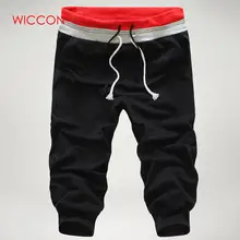 Популярные весенние летние мужские капри-шаровары, шорты для бега, шорты, Лоскутные шорты с завязками