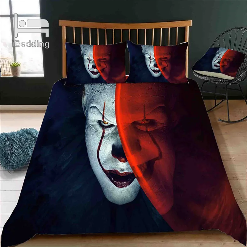 Горячие ужасы и смешные Pennywise клоун 3D постельные принадлежности набор с принтом пододеяльник набор королева король двойной размер