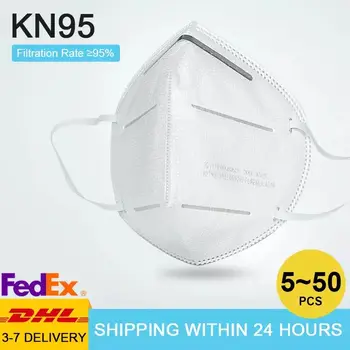 

Fast Delivery 50 pcs KN95 Dustproof Anti-fog And Breathable Face Masks Filtration Mouth Masks 5-Layer Mouth Muffle Cover