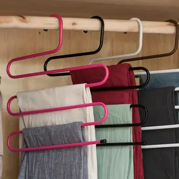 

S Type Wardrobe Closet 5-Layers Storage Rack Clothes Towel Pants Trousers Hanger