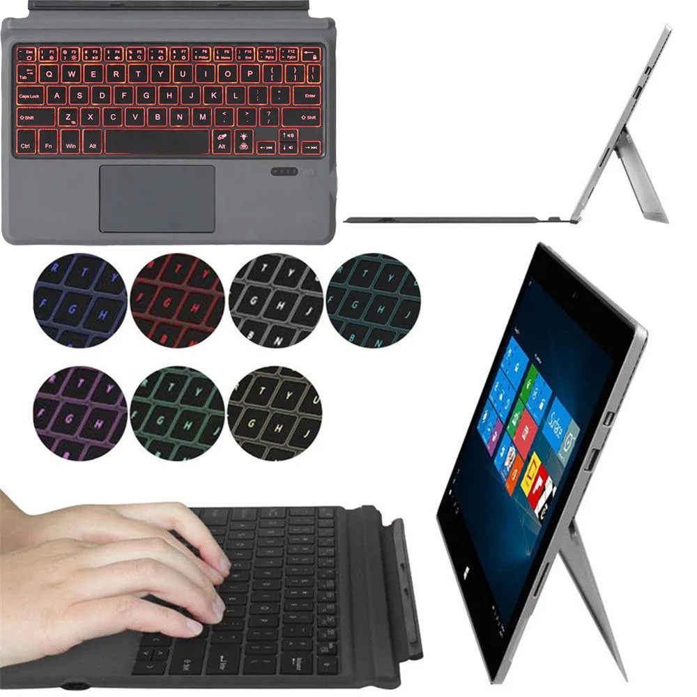 Для Microsoft Surface Go Магнитная Адсорбция тонкий, 7 цветов светодиодной подсветкой клавиатуры Bluetooth клавиатура Новая Коллекция#20191018