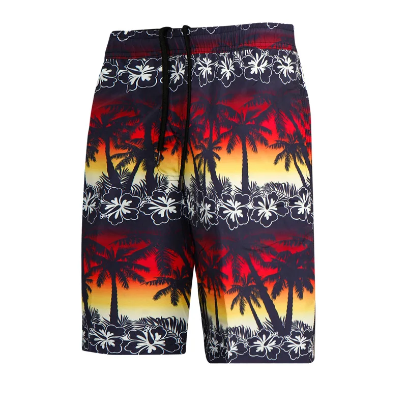 

Summer New Style Elastic Waist MEN'S Beach Pants Speed Sunset Glow Dry Coconut Tree Loose-Fit Short Casual Shorts Sk0006