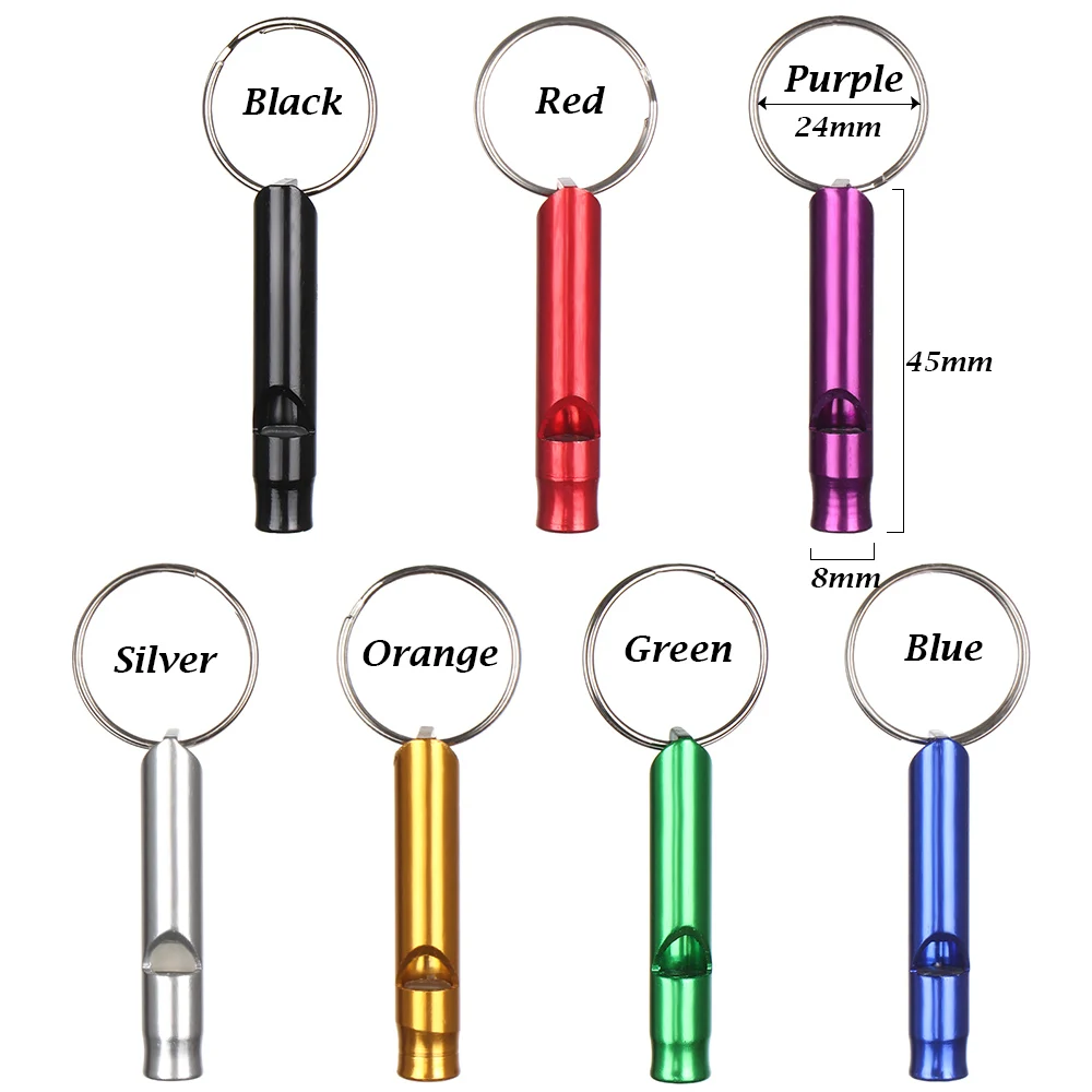 Emergency Whistle 2Pcs Multifunction Aluminum Small Size Whistle Pendant Emergency Whistle With Keyring Outdoor Camping Hiking Survival Training