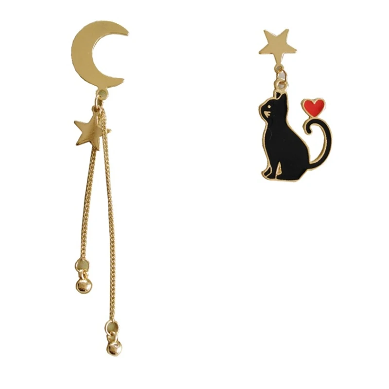 Kawaii Starry Cat Moon Earrings - Limited Edition