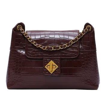 

Stone Chain PU Leather Crossbody Bags for Women New Solid Color Female Shoulder Messenger Bag Ladies' Travel Handbags and Purses