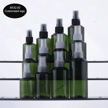 

50pcs/lot 50ml 100ml 150ml 200ml Dark green Plastic Refillable Bottles Hot Sale Atomizer Spray Bottle Makeup Tools