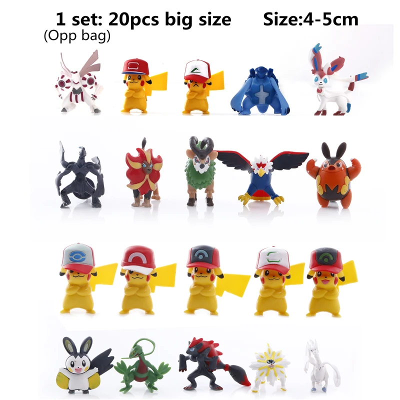 Pokemones большой размер фигурка эльфа мяч мини фигурки Чаризард модель игрушки Brinquedos Коллекция аниме дети куклы - Цвет: 20 pcs big figure