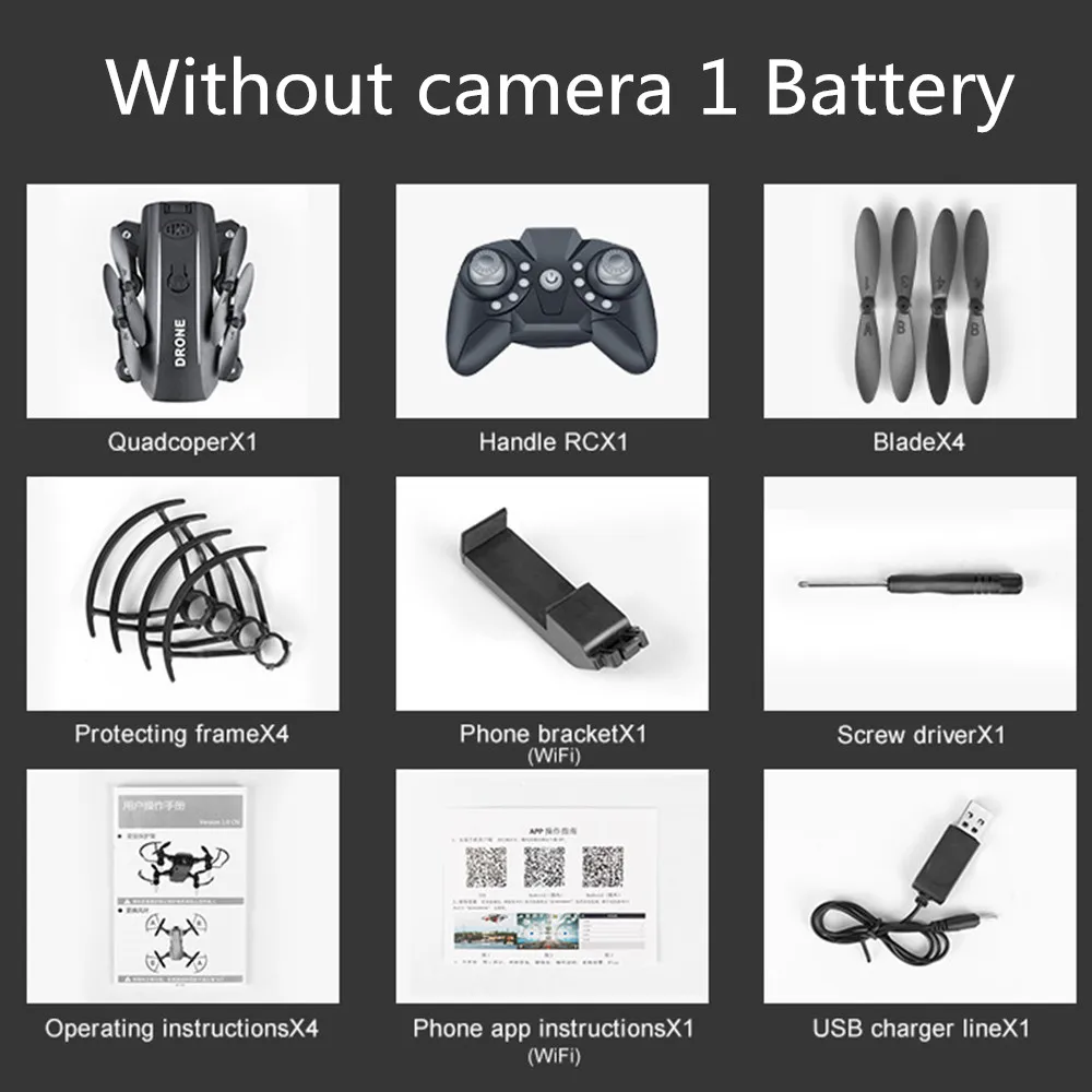 Дрон Радиоуправляемый квадрокоптер мини Дрон камера HD 1080P Wifi FPV Дрон складной высота удержания RC вертолет селфи дроны профессиональная игрушка - Цвет: without camera 1B