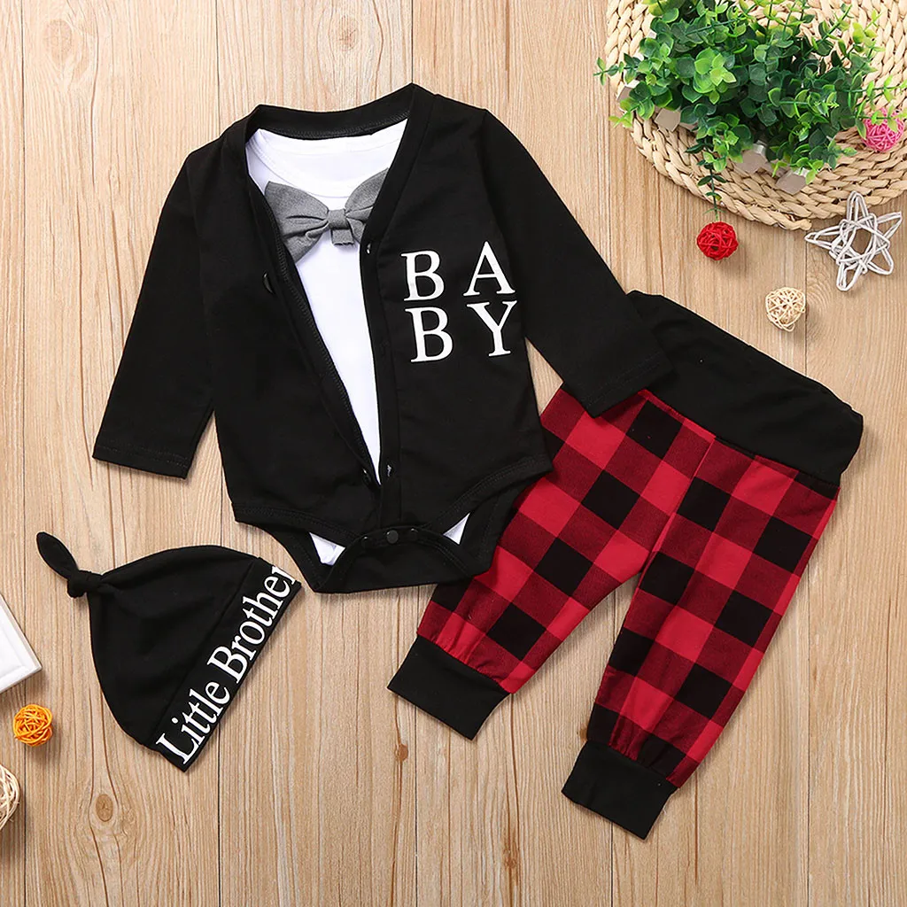 Одежда для новорожденных; одежда для маленьких мальчиков; однотонное боди; Пальто с буквенным принтом; комплекты со штанами в клетку; теплый комплект одежды для малышей из 4 предметов; Прямая поставка
