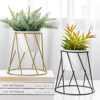 

NORDIC MINIMALIST METAL FLOWER STAND CERAMIC PLANT GREEN PLANT FAKE GRASS POT DECORATION HOME LIVING ROOM ROOM FLOWER DECORATION