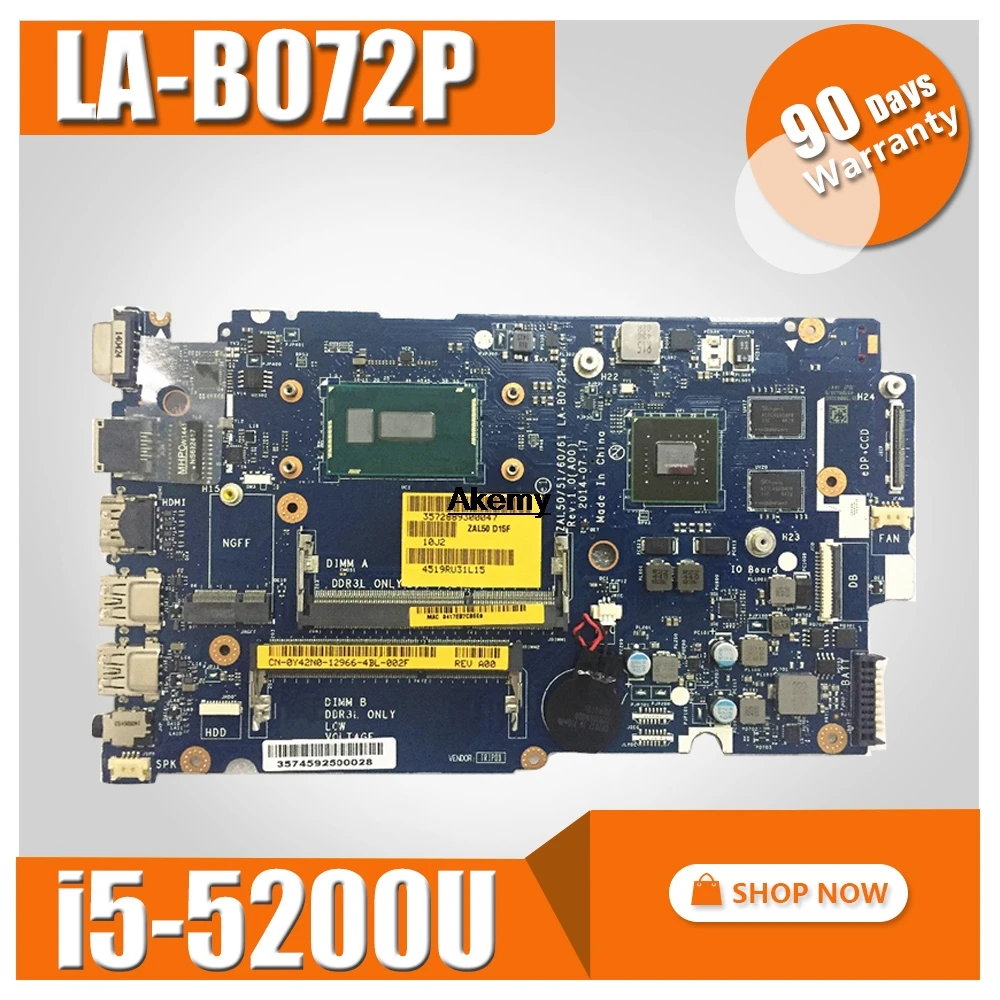 

LA-B072P CN-0YWW5F CN-01J67F For Dell Latitude 3450 3550 motherboard ZAL50/51/60/61 LA-B072P i5-5200u Test work 100%
