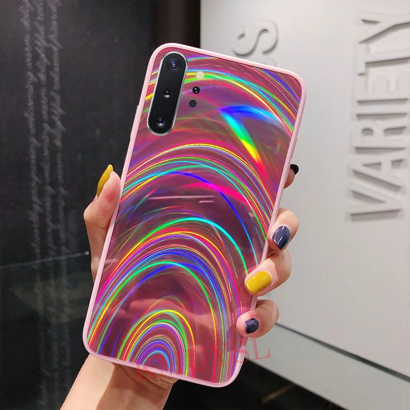 6 Радуга Зеркало глянцевый чехол для samsung чехол A30S A20 A50 A70 J8 J6 A6 A7 A9 S8 S9 S10 Note 8, 9, 10, плюс S10E крышка корпуса - Цвет: 6