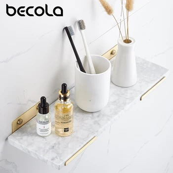 

BECOLA Bathroom Accessories Towel Rack Brushed Luxury Gold Shelf White Marble Material Paper Holder Bathroom Hardware Set