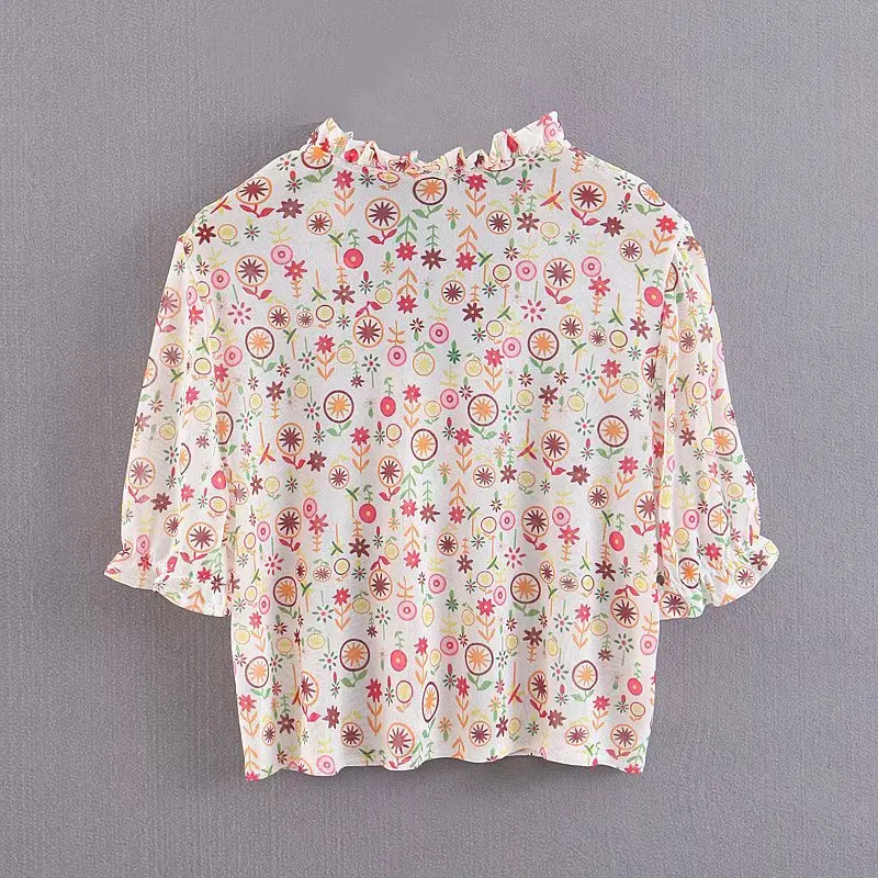 

WOMEN'S Dress 2019 Summer New Style Frilled Printed Two-Piece Set Short-sleeved Shirt Women's B7336