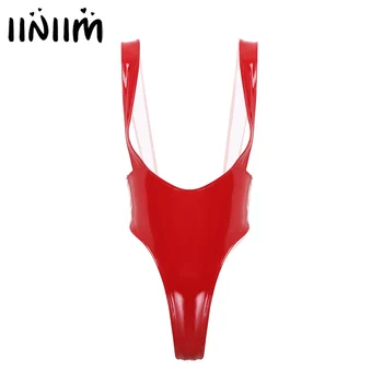 

Womens Femme Wetlook Clubwear lingerie sexy hot erotic Bodystocking body latex Bodycon Catsuit Straps Slim Fit Tight Bodysuit