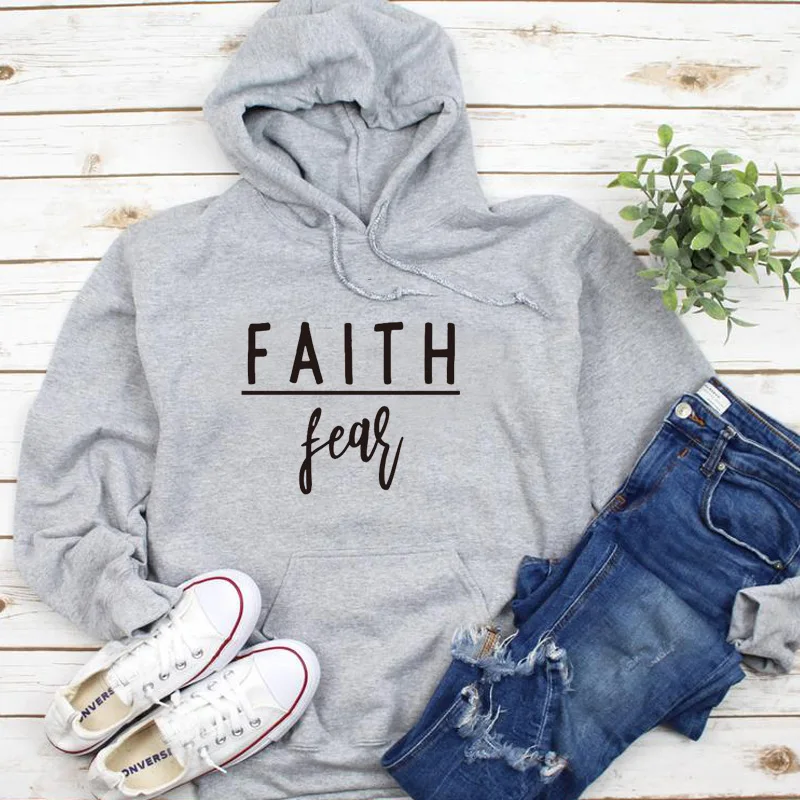 Faith Fear/толстовки с буквенным принтом «Вера Иисуса»; Женский пуловер; Harajuku; Христианские толстовки с капюшоном; уличная одежда для девочек; мягкая одежда; Прямая поставка