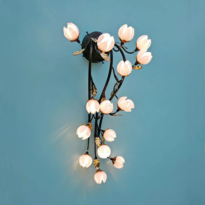 Отель светодиодный настенный светильник большой витражный абажур прикроватный