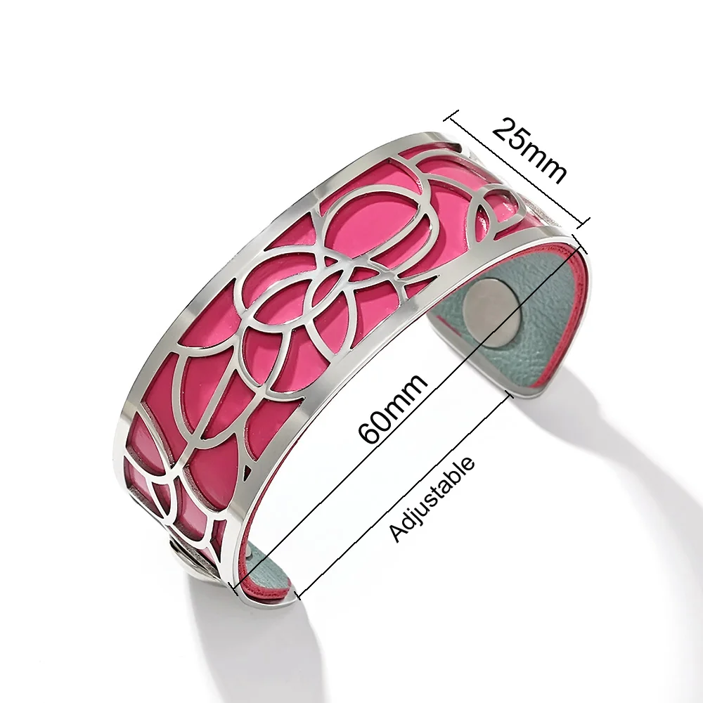 Online Pulsera de Legenstar Georgette joyería de flores acier inoxydable femme 2019 manchette brazalete de cuero Reversible joyería bijoux