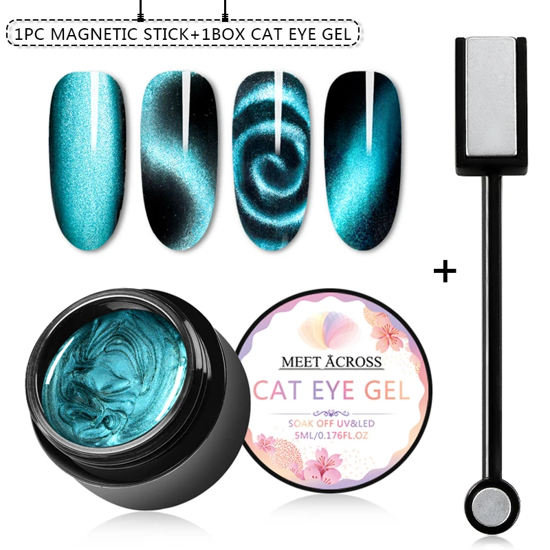 MEET ACROSS 9D Galaxy Magnetic Gel Nail Polish 5ML Soak Off UV LED Nail Art Lacquer Long Lasting Varnish Shining Cat Eye Gel - Цвет: CZH01302