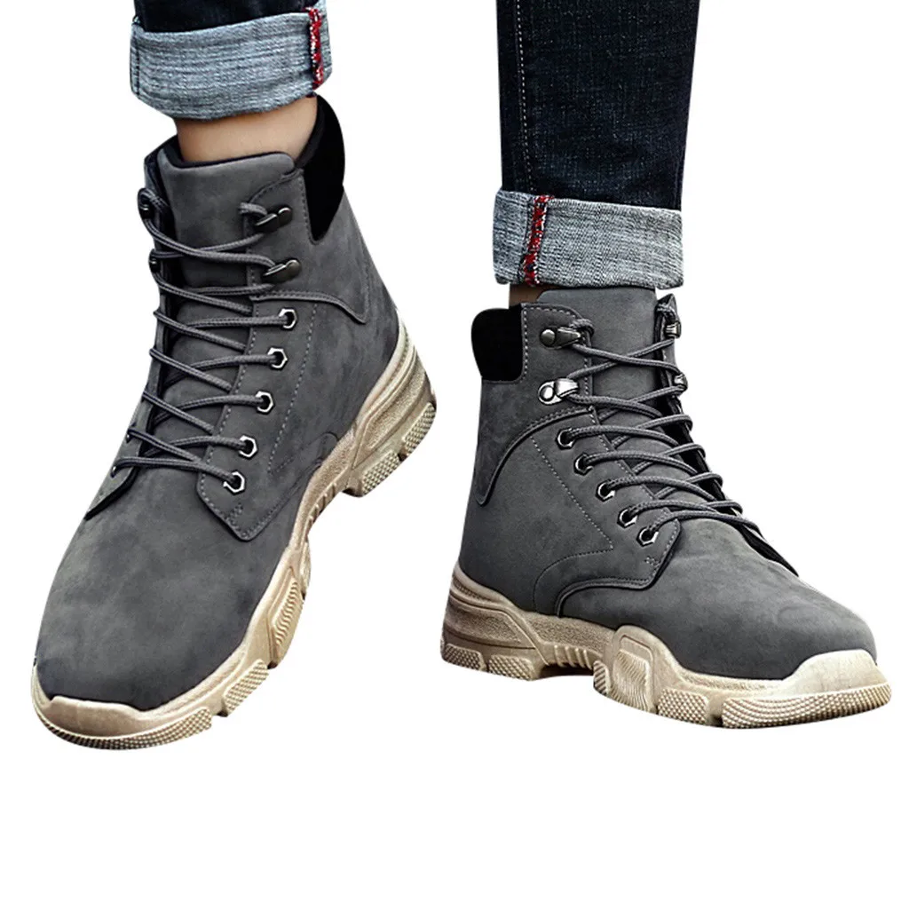 Botas hombre/высококачественные модные зимние мужские ботинки; теплые рабочие ботинки; мужские ботинки-дезерты на шнуровке; обувь с высоким берцем с круглым носком; 7,10