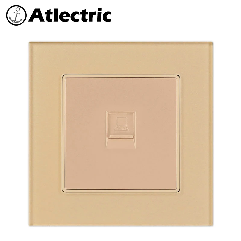 Atlectric Стеклянная Панель Rj45 настенная розетка интернет розетка компьютер ПК ТВ разъем интерфейса данных закаленное стекло панель розетка розетки socket
