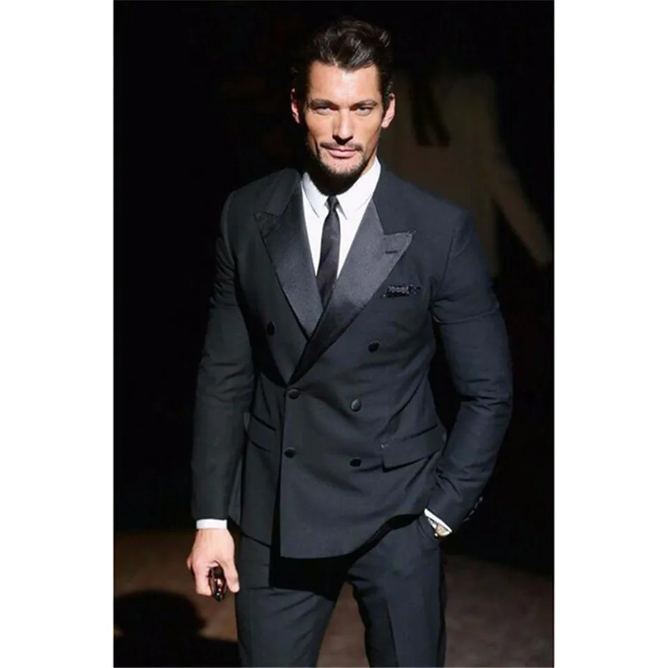 Мужской костюм смокинг Noivo Terno Slim Fit Easculino вечерние костюмы для мужчин пиджак+ брюки темно-серый двубортный смокинг Peake