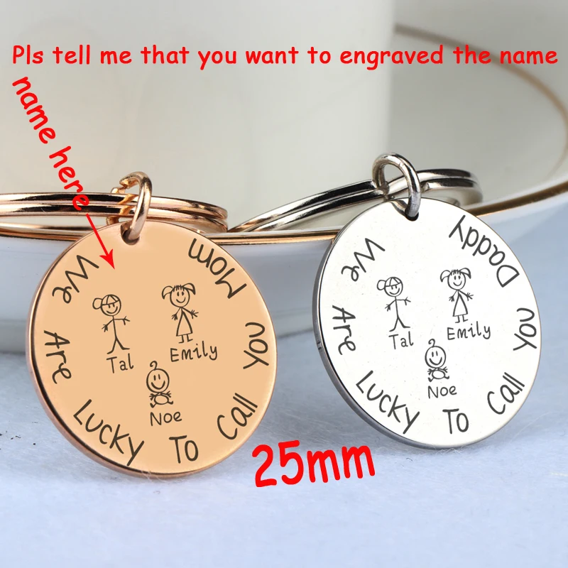 For Daddy Mom Fashion Keyfobs Gift We Are Lucky To Call You Customized Name Jewelry Charm Family Key Ring | Украшения и