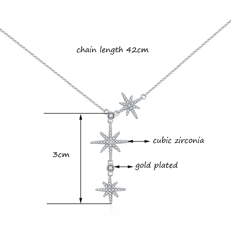 SINLEERY Снежинка звезда элегантное женское ожерелье розовое золото серебро Цвет инкрустация цирконием цепь колье ожерелье ювелирные изделия XL652 SSB