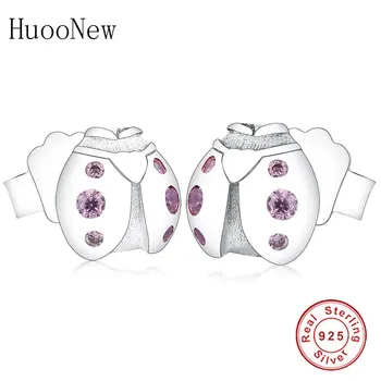 

2019 Summer Collection Ladybird Stud Earrings Luxury 925 Sterling Silver Animal Ladybug Earring DIY Jewelry Making Gift Berloque