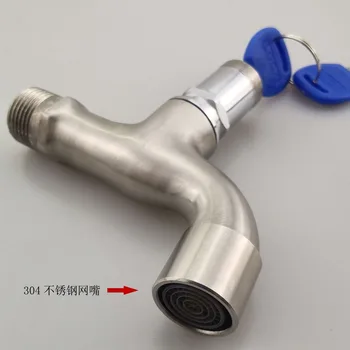 

G1/2 Anti-theft Faucet Stainless Steel Water Tap Lock Key Body Single Hole Key Switch Faucet Bibcocks for Kitchen Outdoor Garden