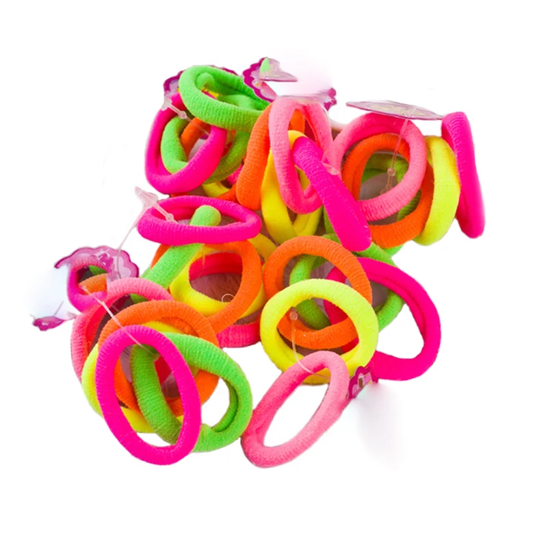 bright color 50 шт./компл. хлопок детские хлопковые заколка для волос ярких цветов бесшовные эластичные веревки для маленьких девочек повязка на голову для сайту piger тиара - Цвет: bright color