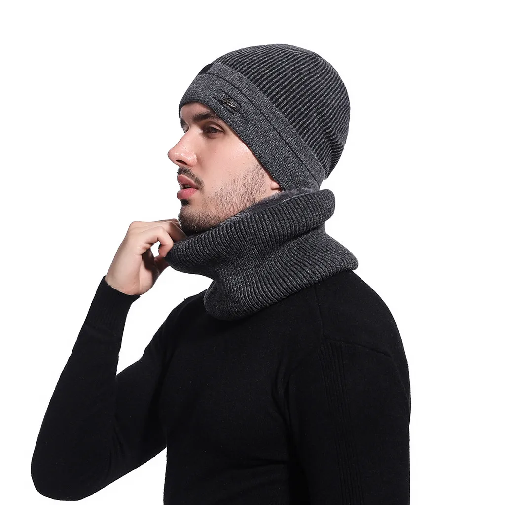 Модная женская и мужская шапка, зимняя шапка, мешковатые теплые шапочки, шейный платок, комплект из 2 предметов, унисекс, зимние аксессуары 12,6