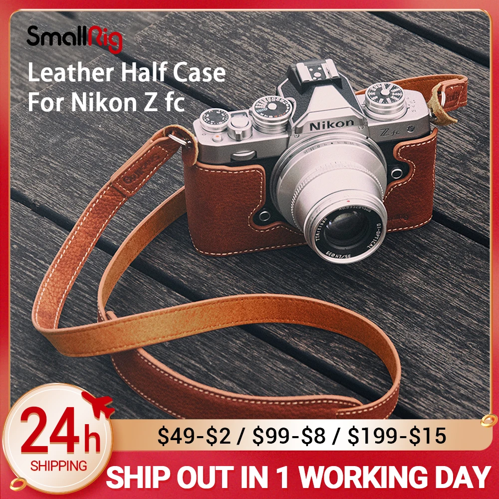 Кожаный чехол SmallRig с ремешком на плечо для камеры Nikon Z fc резьбовым отверстием 1/4