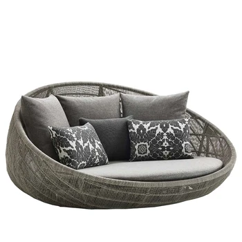

Rattan outdoor daybed wicker furniture outdoor sunbed with rattan covered and canopy beach lounge
