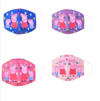 

2pcs Children Cartoon Face Mask Adult Washable Mask Peppa Pig Printed Mask Cycling Anti Dust Environmental Mouth Cotton Mask