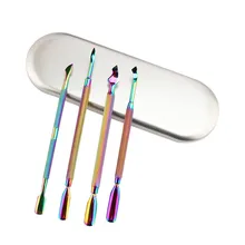 4 шт./компл. нейл-арта кутикулы толкатель резак Nipper Машинка для удаления омертвевшей кожи маникюр ногтей, для маникюра, двухсторонний инструмент для Радуга Хамелеон