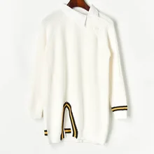 Осень-зима, новая рубашка на одно плечо, с асимметричным разрезом, вязаный свитер в стиле пэчворк, женское платье, свитер, 22