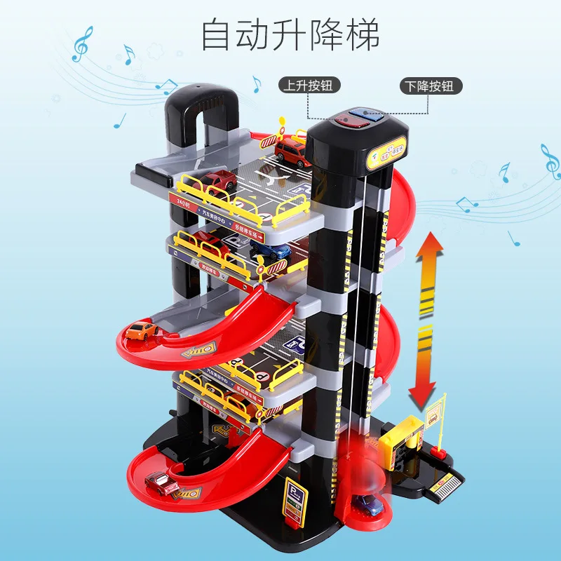 

Hot Selling Car Building Automatic Height Adjustable Elevator Educational CHILDREN'S Toy Parking Lot Multilayer Small Garage Cam