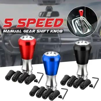 

Black/ Blue/ Red 5 Speed Manual Car Gear Shift Knob + Adapter Universal For Peugeot 405 307 206 Aluminum Alloy Gear Shifter Knob