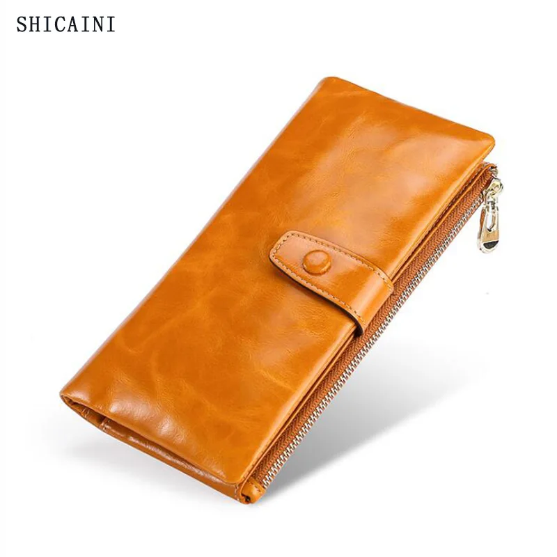 

New Yellow Wallet Women Top Quality Leather Wallet Multifunction Female Purse Long Big Capacity Card Holders Purse Vallet