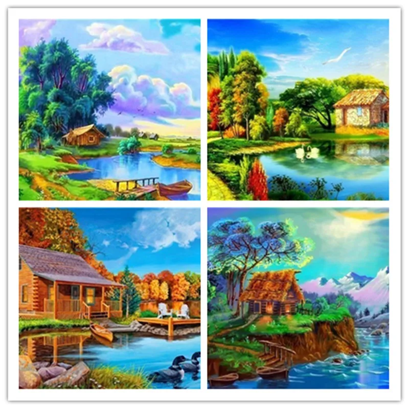 

Diamond Embroidery Scenery DIY Diamond Painting Farmhouse Spring Diamond Picture Cross stitching Home Decoration