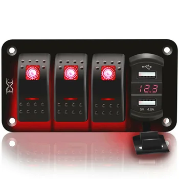 

Accessory Switch Panel Toggle For Car Boat Marine RV Truck Red LED Brand New