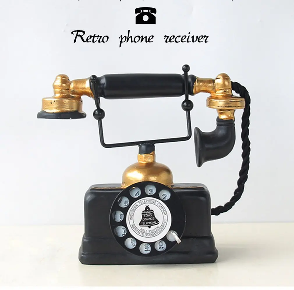 Vintage Telephone Figurine Resin Crafts Retro Handset Telephone Model Miniature Home Decoration Ornament Room Decor Gifts