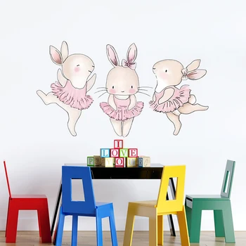 

Dancing Rabbits Wall Stickers for Girls room Baby room Kids room Wall Decor Eco-friendly Vinyl PVC Wall Decals Home Decoration