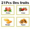 Children flashcard Baby French Fruit Learning express Word Flash Card Pocket  Montessori Educational Toy Table Game Card for Kid 2