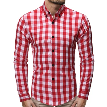 

Men Plaid Shirt 2019 Spring Autumn Casual Long Sleeve Shirt Soft Comfort Slim Fit Styles Man