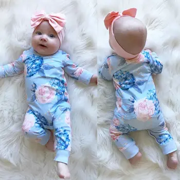 

Cute Newborn Kid Baby Girls Floral Print Long Sleeve Romper Jumpsuit Outfits Spring Casual Clothes Playsuit